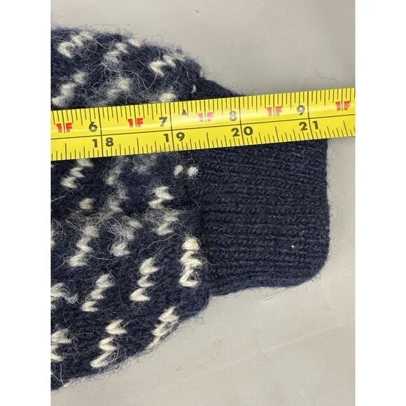 Vintage LL Bean Norwegian Birdseye Fair Isle Fisherman Wool Sweater Size L Blue - Picture 12 of 13